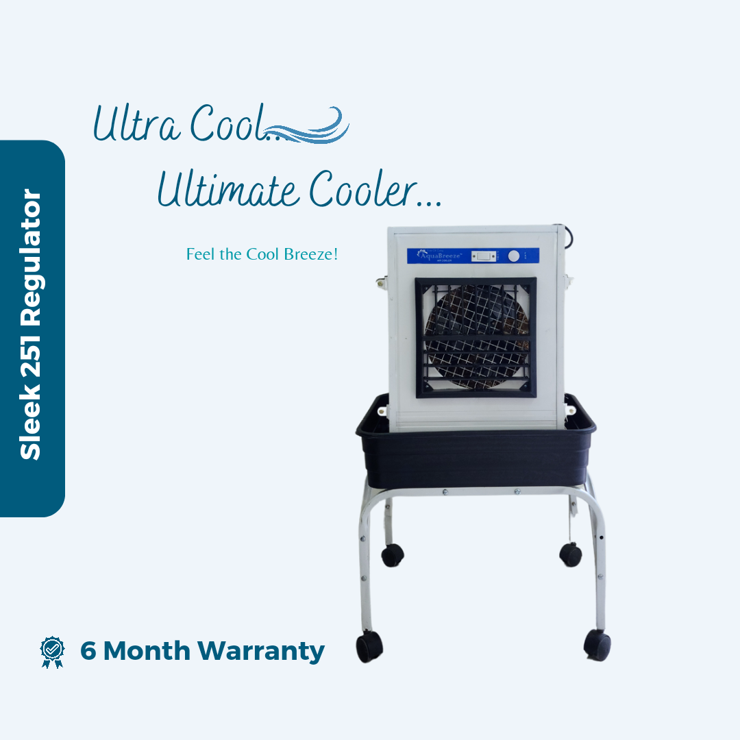 Aquabreeze Air Cooler -2 Feet Sleek 201, 7 Speed Regulator Desert Air Cooler, Best Compact Evaporative Air Cooler For Small Area, Powder Coated White Color, 6Month Warranty, Without Trolly