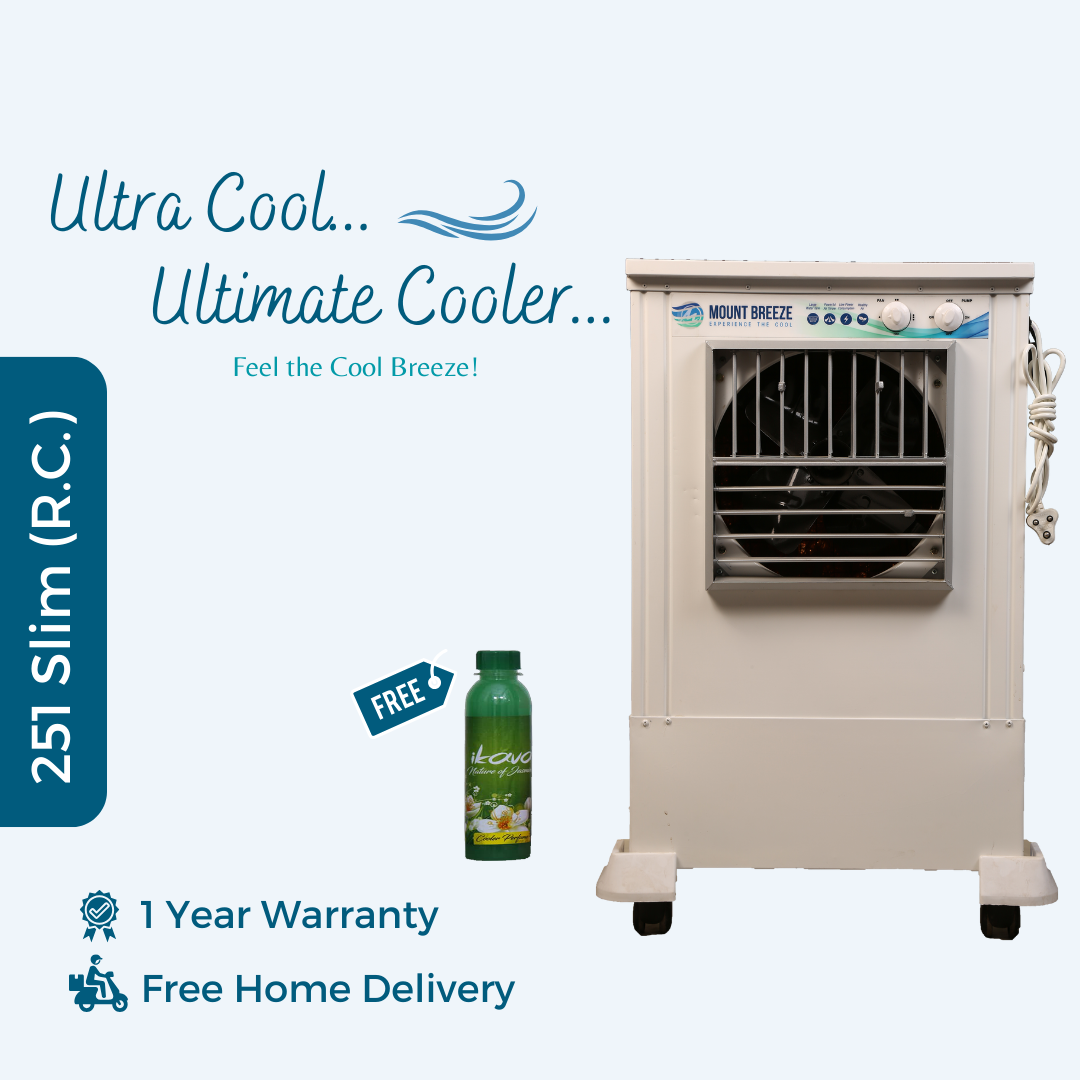 Mountbreeze 251 Slim (R.C.) | Portable Air Cooler | Powder Coated Inbuilt  Water Tank With Float Ball | 1 Year Warranty | Free Cooler Trolly