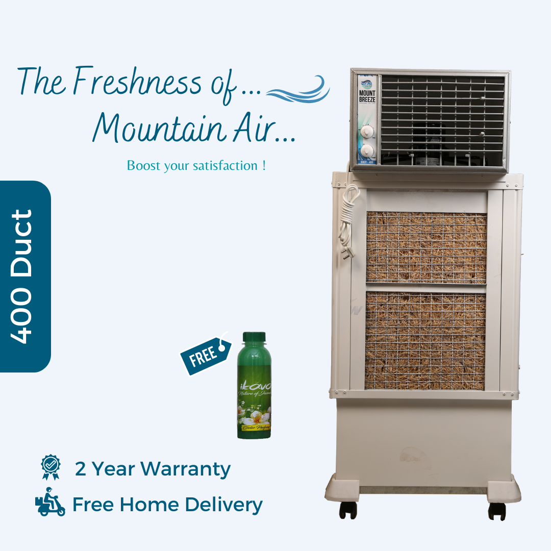 Mountbreeze Humidifier 400 Duct Air Cooler, Portable AC For Home, Offices, Industrial & Personal Use; 95L, 4-Way Air Deflection