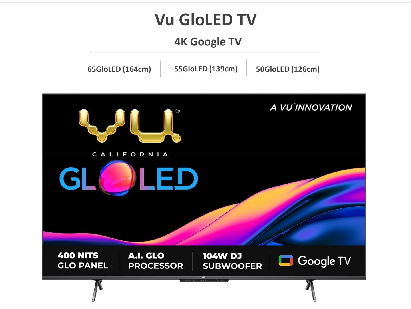 Vu GloLED TV 50 inch GloLED (126cm) 4K Smart LED Google TV