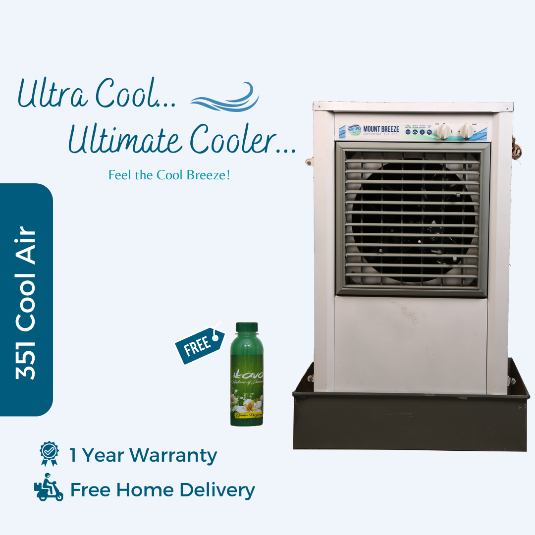 Aquabreeze 351 Cool Air (GI) 70 L Heavy Duty Evaporative Desert Air Cooler 1 Year Motor Warranty (Powder Coated White Color)