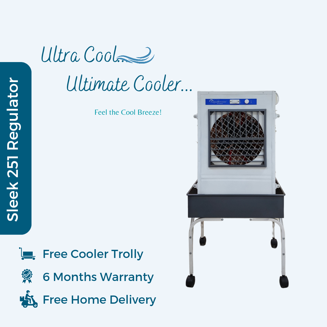 2.5 Feet Sleek 251 (7 Speed Regulator) Desert Cooler Without Trolly, Home Cooler, Portable AC, Metal with powder coating, 6 Months Warranty