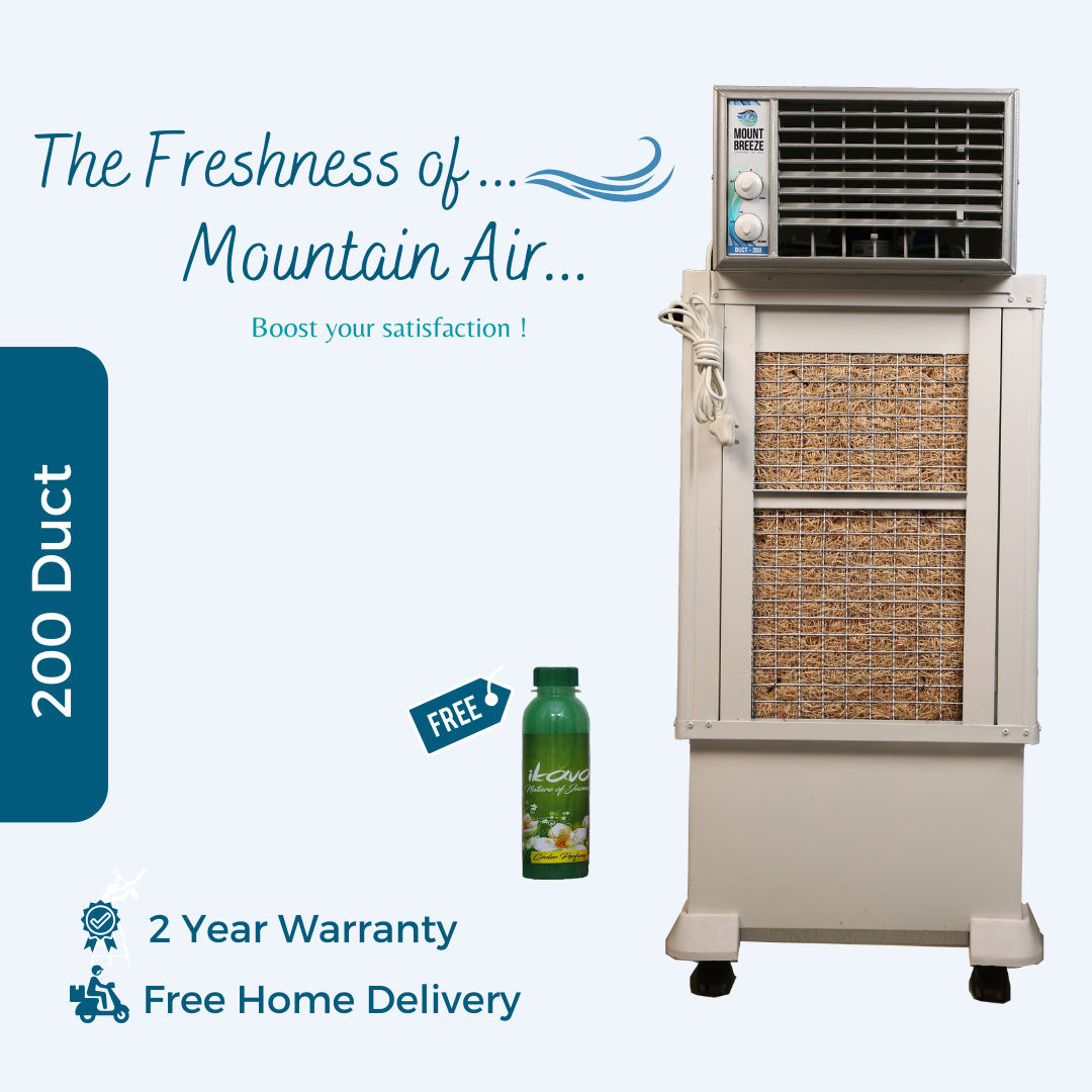 Mountbreeze Duct 200 Air Cooler, Portable AC For Home, Offices, Industrial & Personal Use; 75L, 4-Way Air Deflection